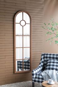 24x79" Half-Round Elongated Mirror with Decorative Window Look Classic Architecture Style Solid Fir Wood Interior Decor 24x79" Half-Round Elongated Mirror with Decorative Window Look Classic Architecture Style Solid Fir Wood Interior Decor