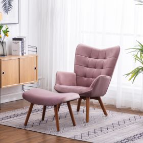 Leiria Contemporary Silky Velvet Tufted Accent Chair with Ottoman, Mauve Leiria Contemporary Silky Velvet Tufted Accent Chair with Ottoman, Mauve